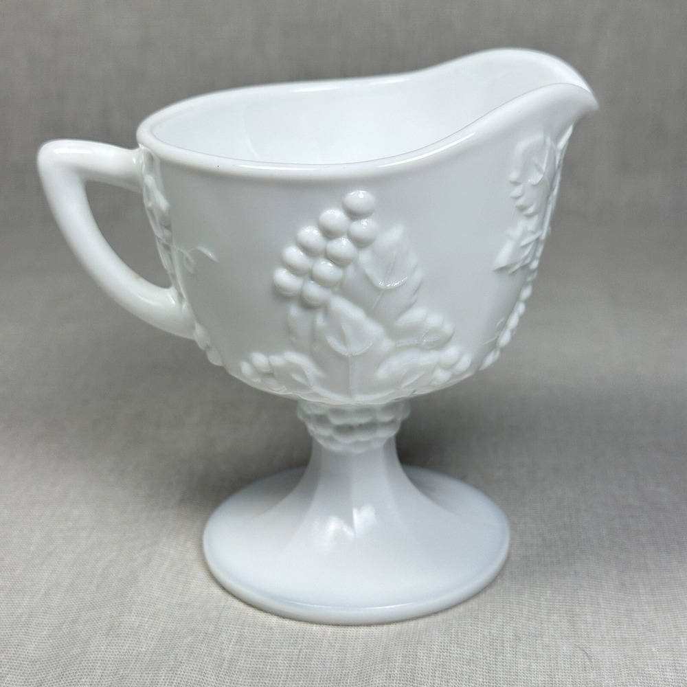 Milk Glass Colony Grape Harvest Footed Creamer Bowl Vintage Indiana Colony